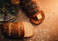 Close up of freshly baked artisan bread in kitchen at home  - PhotoDune Item for Sale