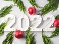 New year 2022 numbers with green branches on gray background - PhotoDune Item for Sale