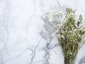 Bunch of dried flowers bouquet and eucaliptus branches on marble background.  - PhotoDune Item for Sale