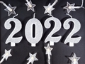 New year 2022 numbers on blackboard with star shape lights - PhotoDune Item for Sale