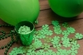 Green cup with shamrocks and two green balloons - PhotoDune Item for Sale