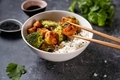Fried vegan tofu bowl with broccoli and rice - PhotoDune Item for Sale