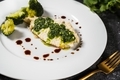 Prepared halibut fillet rich of healthy omega fat beeing served in white plate - PhotoDune Item for Sale