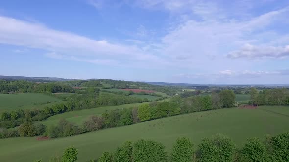 Aerial Drone Footage of countryside, Somerset UK