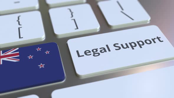 Legal Support Text and Flag of New Zealand on Computer Keyboard