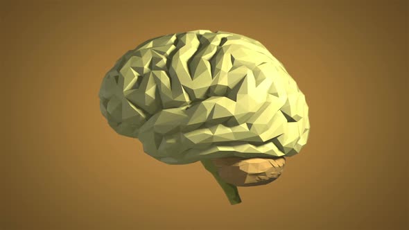 Low Poly Brain – Orange