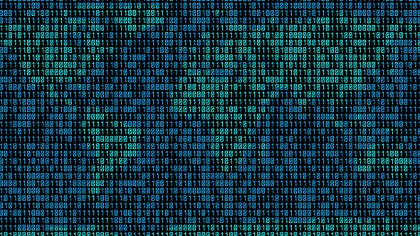 Binary code. Zeros and ones  in the form of a map of the world.