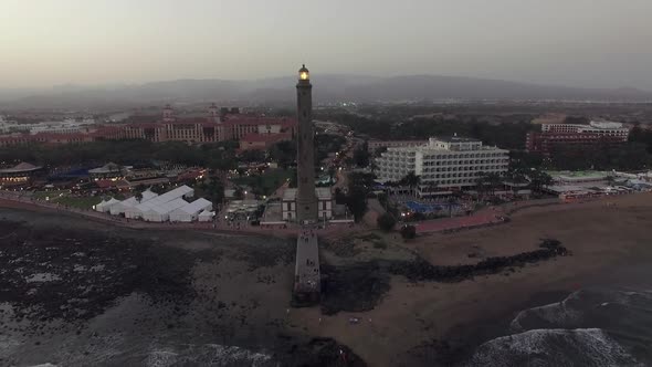 Maspalomas Lighthouse and Resort on the Coast, Aerial