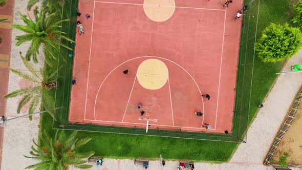 Basketball court Aerial View 4 K Alanya Turkey