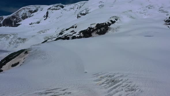 Aerial View of Snow Caucasus Mountains