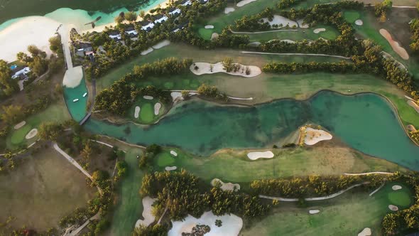 View From the Height of the Golf Course on the Le mOrne Peninsula on the Island of Mauritius in the