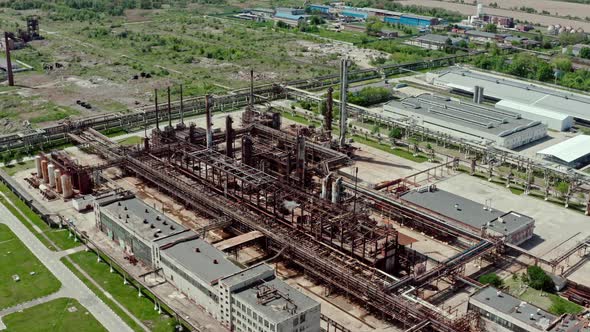 Aerial Wide View Ove r Oil Refinery or Chemical Factory