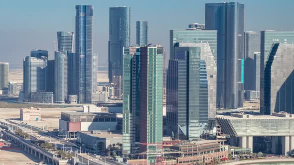 Aerial Skyline of Abu Dhabi City Centre From Above Timelapse