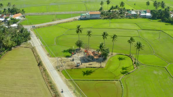 Drone view of the Farm God Temple in Khanh Hoa province, central Vietnam