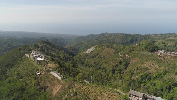 Mountain Landscape Farmlands and Village Bali, Indonesia.