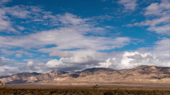 Clouds rolling over mountains in the Mojave Desert