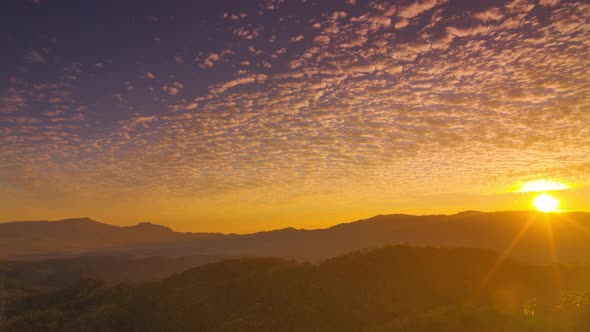 Aerial view Beautiful of morning scenery Golden light sunrise. alt