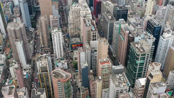 Top view of Hong Kong downtown city in Kowloon side