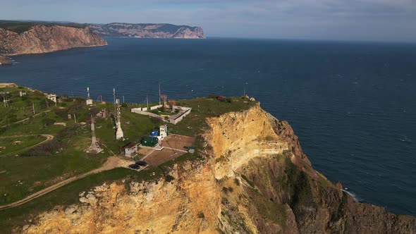 Drone View of the Cliffs Lermontov Cape and the Black Sea