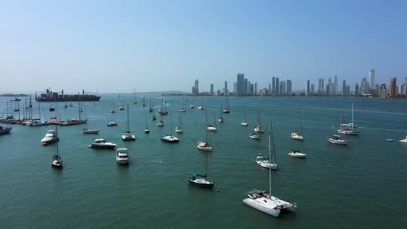 Cargo Ship in the Bay of Cartagena Colombia