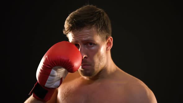 Sweaty Male Boxer Hardly Breathing After Exhausted Training, Professional Sport