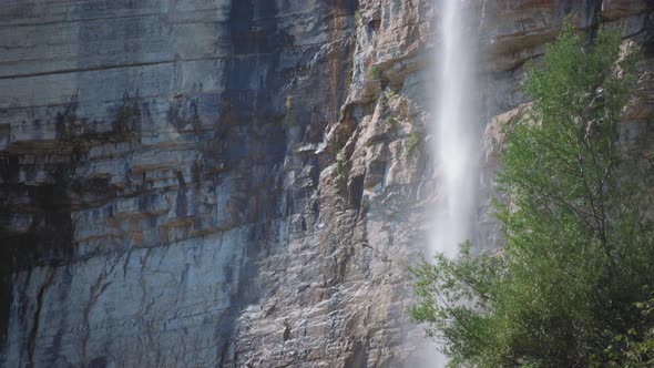 Water falling from the high cliff