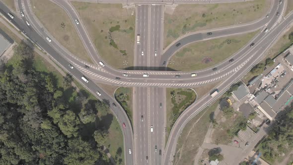 Automobile Transport Interchange in Kyiv. Ukraine. Aerial