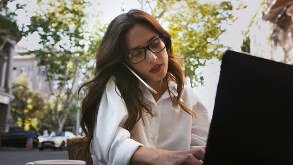 Business Woman in Glasses White Shirt