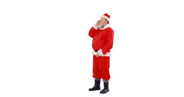 Santa claus talking on mobile phone