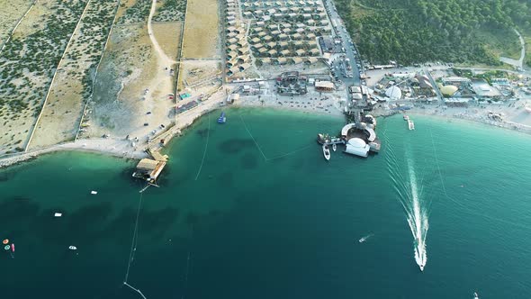 Aerial view of Plaza Zrce, Zadar province, Croatia.