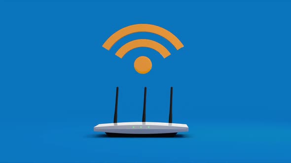 3D Animation of Wireless Router sending Wi-Fi signal
