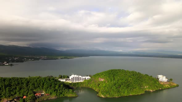 Aerial view of Zemplinska Sirava reservoir in Slovakia