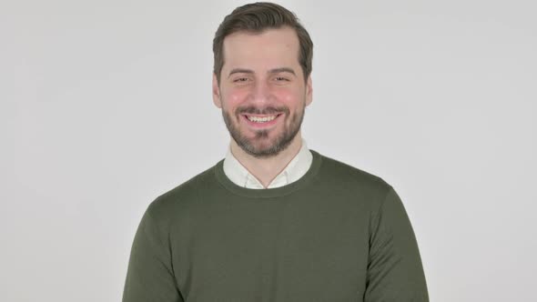 Portrait of Attractive Man Smiling at Camera White Screen