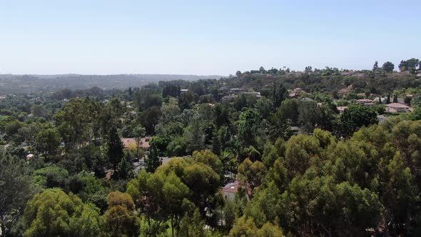 Aerial View of Encinitas Town with Large Villa and Blue Sky