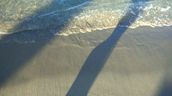 Walking Shadow Near The Beach