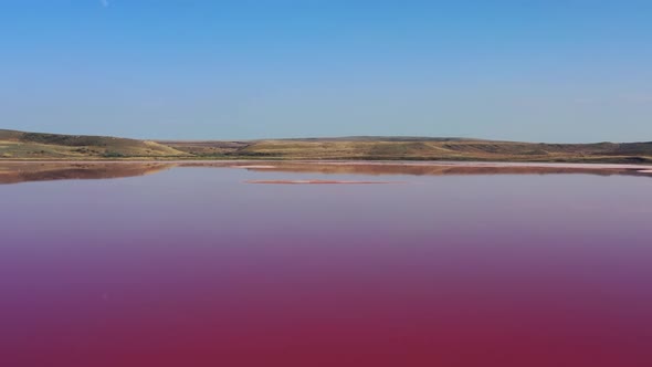 Aerial View of Pink Chokrak Lake in Crimea