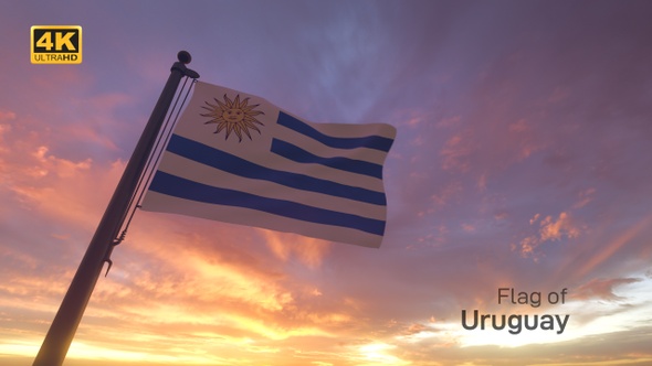 Uruguay Flag on a Flagpole V3 - 4K
