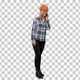 Woman in orange hardhat calling the phone, Alpha Channel - VideoHive Item for Sale