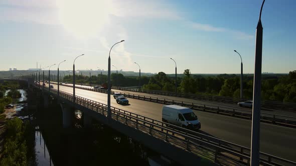 Span Along the Road Against the Backlight