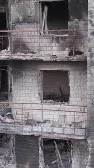 Vertical Video of a House Destroyed By the War in Ukraine