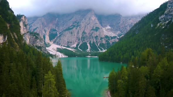 Prager Wildsee Spectacular Romantic Place with Typical Wooden Boats on the Alpine Lake Lago Di