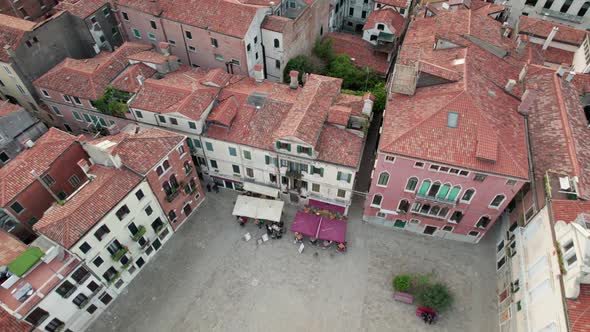 Aerial View Venice City with Historical Buildings and Bell Tower Skyline Italy