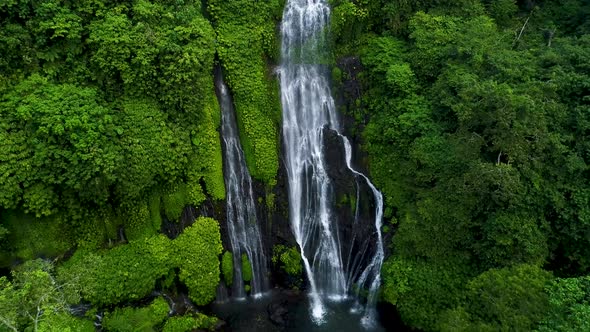 Powerful Tropical Waterfall in Green Rainforest