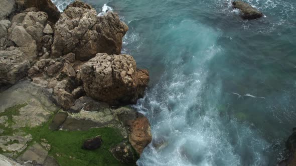 Sea Waves Crashing on Stone