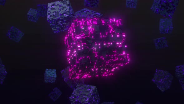 3D Cubes glow and shine