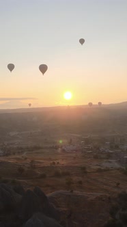 Cappadocia Turkey  Vertical Video of Balloon Launch