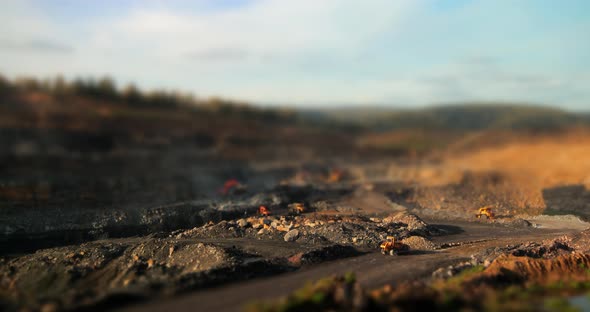 Timelapse Tilt-shift Quarry Coal Mining 