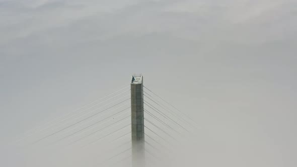 Aerial View of the Top of the Pylons of the Russian Bridge