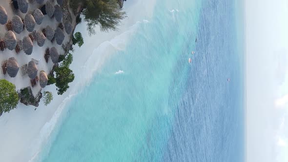 Vertical Video of the Coast of Zanzibar Island Tanzania Slow Motion