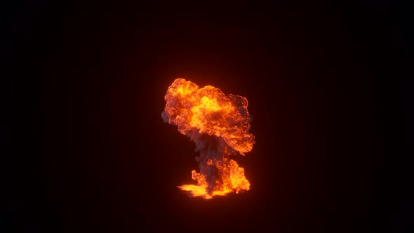 Ultra Realistic Fiery Explosion From a Bomb or Gas with Black Thick Smoke on an Isolated Black alt